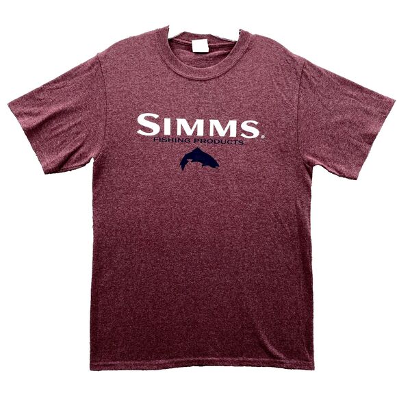 Port Company Simms T-Shirt Men Small Red Core Cotton Fishing Performance Outdoor - Picture 1 of 9